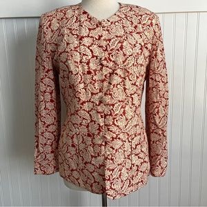 vintage neutral floral paisley orange cream fall blazer [0293]